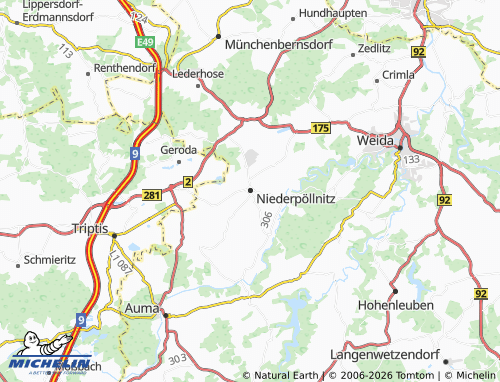 MICHELIN Niederpöllnitz map - ViaMichelin