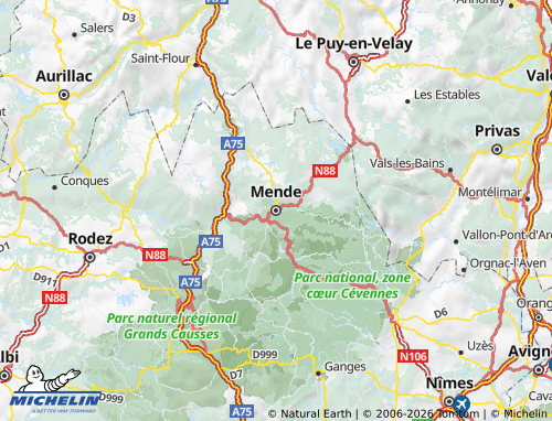 Mappa MICHELIN Lozère - ViaMichelin