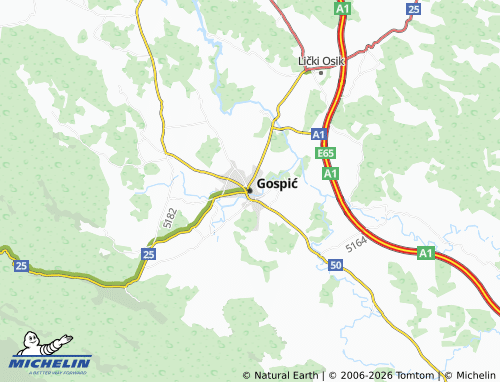 MICHELIN-Landkarte Gospić - ViaMichelin