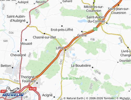 MICHELIN Liffré map - ViaMichelin
