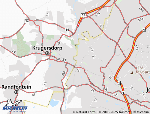 Kaart MICHELIN Roodekrans Extension 18 - ViaMichelin