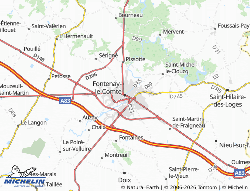 Carte MICHELIN Fontenay-le-Comte - ViaMichelin