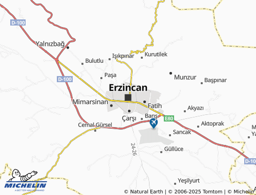 MICHELIN Erzincan map - ViaMichelin