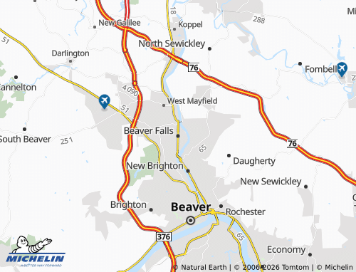 Mappa MICHELIN Beaver Falls - ViaMichelin