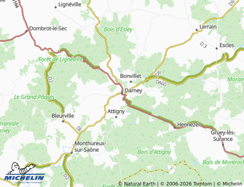 Mappa MICHELIN Darney - ViaMichelin