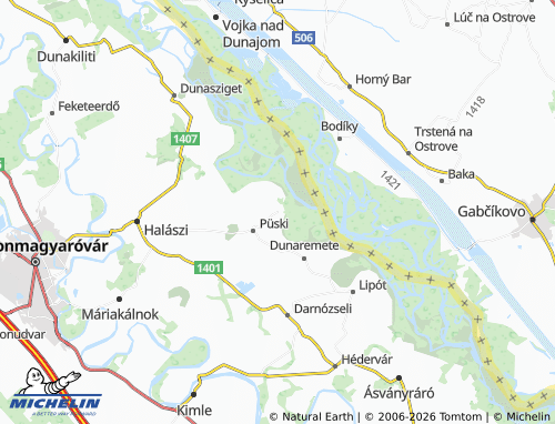MICHELIN Kisbodak map - ViaMichelin