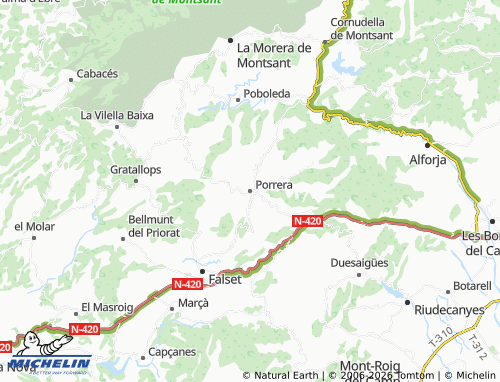 MICHELIN-Landkarte Porrera - ViaMichelin