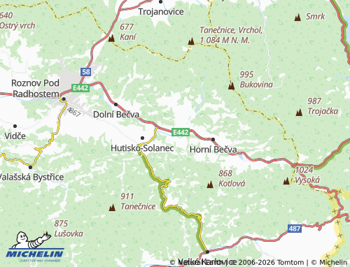 Mappa MICHELIN Prostřední Bečva - ViaMichelin
