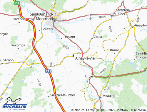 Mapa MICHELIN Ainay-le-Vieil - ViaMichelin