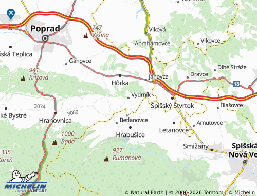 Mapa MICHELIN Vydrník - ViaMichelin