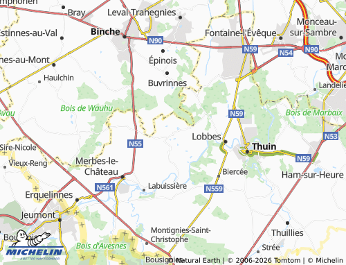 MICHELIN Bienne-lez-Happart map - ViaMichelin