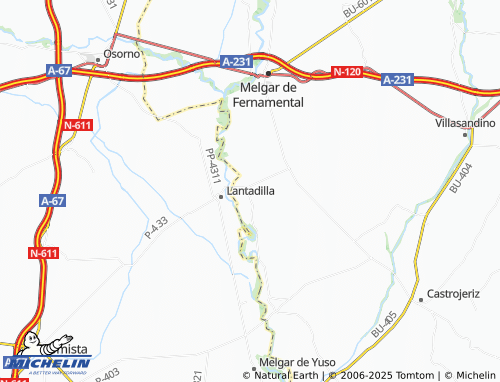 MICHELIN Palacios de Riopisuerga map - ViaMichelin