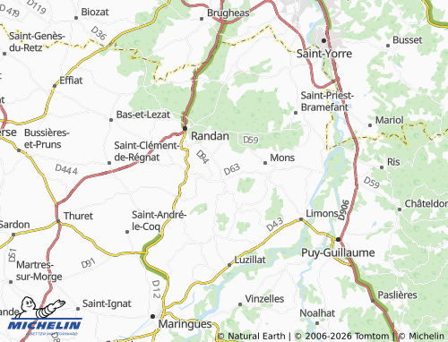 Carte MICHELIN Beaumont-lès-Randan - ViaMichelin