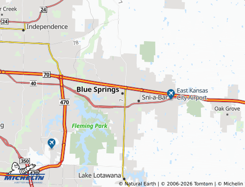 Carte MICHELIN Blue Springs - ViaMichelin