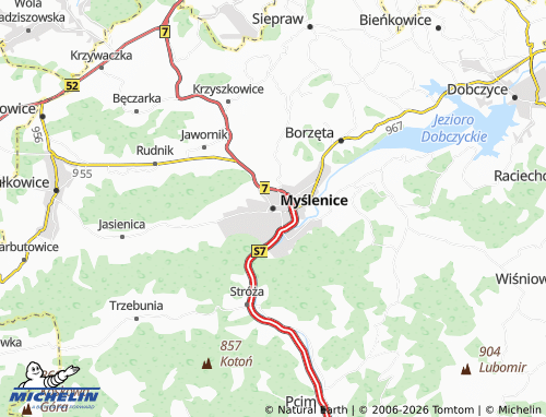 MICHELIN-Landkarte Myślenice - ViaMichelin