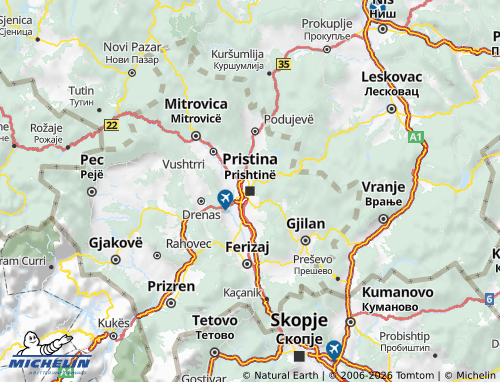 Carte MICHELIN Kosovo - ViaMichelin