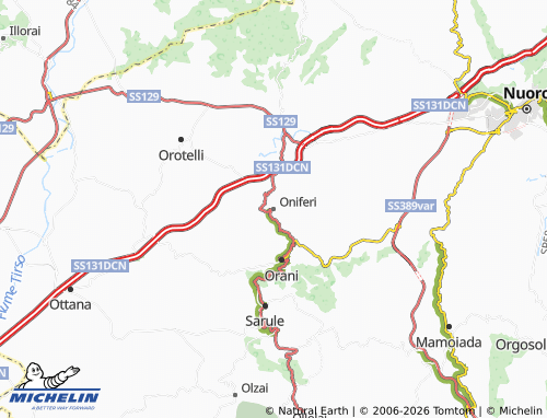 Mapa MICHELIN Oniferi - ViaMichelin