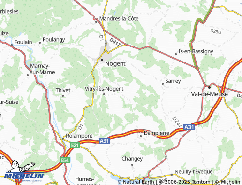 Carte MICHELIN Poinson-lès-Nogent - ViaMichelin