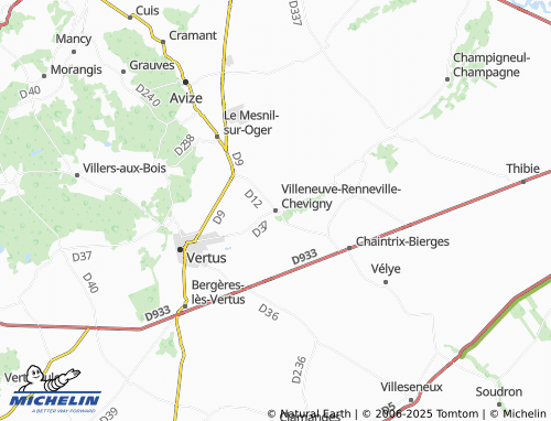MICHELIN Villeneuve-Renneville-Chevigny map - ViaMichelin