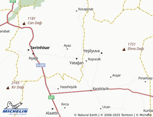 MICHELIN-Landkarte Yatağan - ViaMichelin