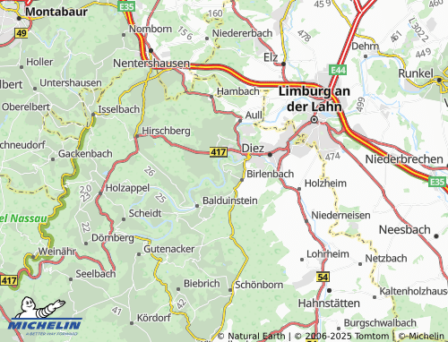 MICHELIN-Landkarte Fachingen an der Lahn - ViaMichelin