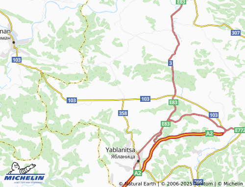 MICHELIN Oreshene map - ViaMichelin