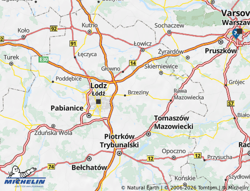MICHELIN Łódzki Wschodni map - ViaMichelin