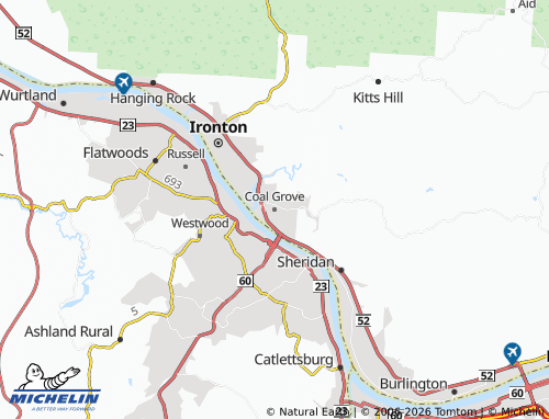 Kaart MICHELIN Coal Grove - ViaMichelin