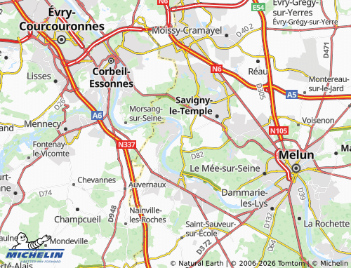 Carte MICHELIN Saint-Fargeau-Ponthierry - ViaMichelin