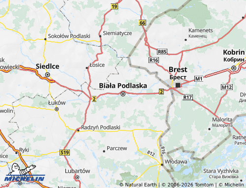 Kaart MICHELIN Biala Podlaska (District) - ViaMichelin