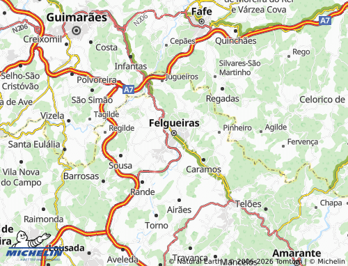 Carte MICHELIN Felgueiras - ViaMichelin