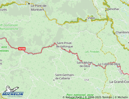 MICHELIN Saint-Privat-de-Vallongue map - ViaMichelin
