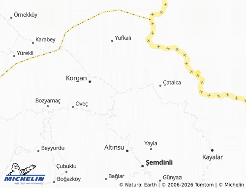 MICHELIN Yufkalı map - ViaMichelin