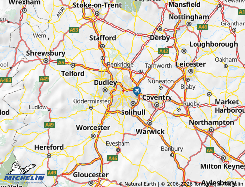 Carte MICHELIN Birmingham - ViaMichelin