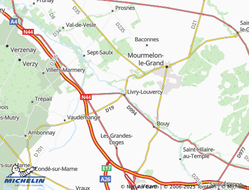 MICHELIN Livry-Louvercy map - ViaMichelin