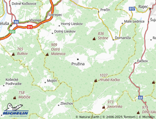 MICHELIN Pružina map - ViaMichelin