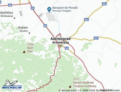 Mappa MICHELIN Asenovgrad - ViaMichelin