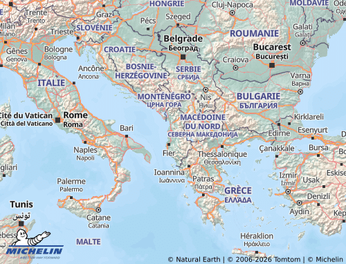 Mapa MICHELIN Albânia - ViaMichelin
