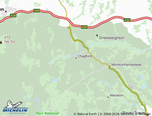 Carte MICHELIN Chagford - ViaMichelin