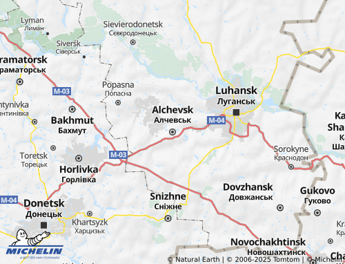 MICHELIN Alchevskyi raion map - ViaMichelin