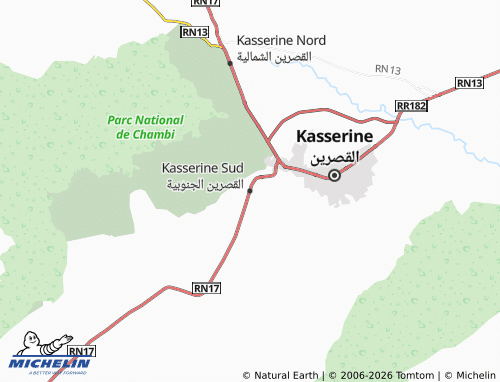 Carte MICHELIN Kasserine Sud - ViaMichelin