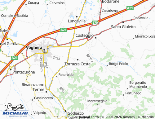 MICHELIN Torrazza Coste map - ViaMichelin