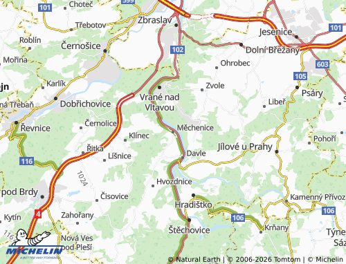 MICHELIN Měchenice map - ViaMichelin