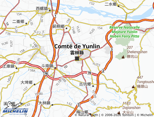 Mappa MICHELIN Contea di Yunlin - ViaMichelin