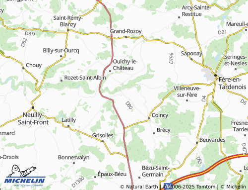 Carte MICHELIN Armentières-sur-Ourcq - ViaMichelin