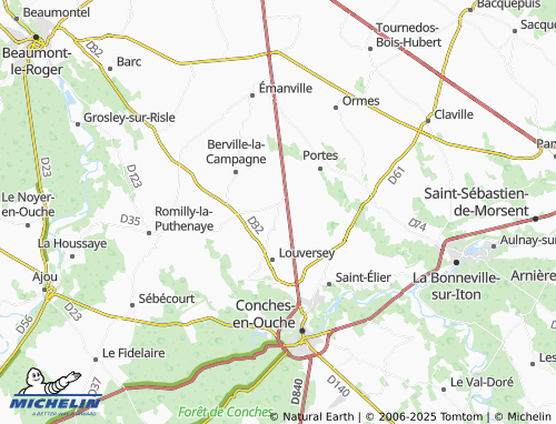 Carte MICHELIN Faverolles-la-Campagne - ViaMichelin