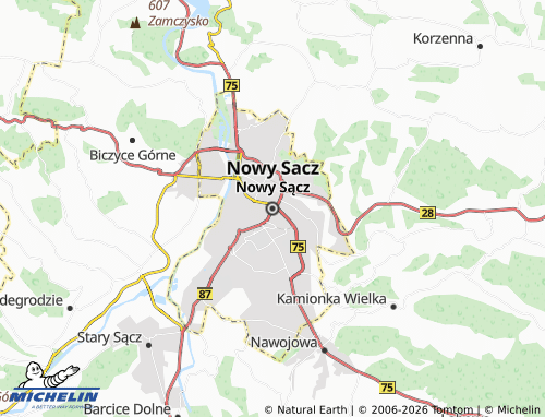 MICHELIN Nowy Sacz map - ViaMichelin