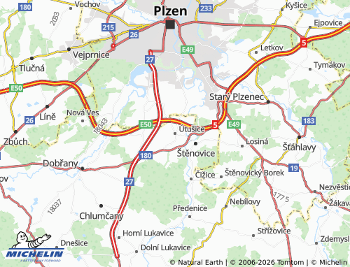 Mapa MICHELIN Útušice - ViaMichelin