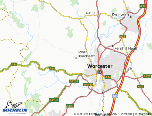 Carte MICHELIN Lower Broadheath - ViaMichelin