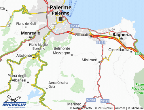 Mappa MICHELIN Belmonte Mezzagno - ViaMichelin